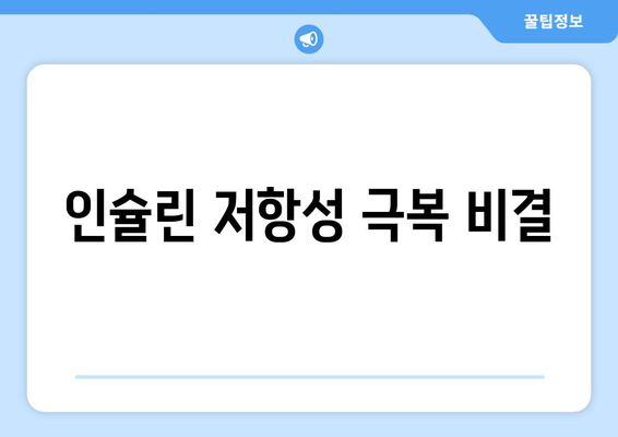 인슐린 저항성 극복 비결