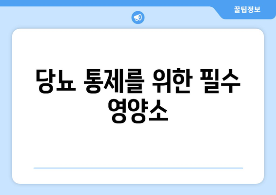 당뇨 통제를 위한 필수 영양소