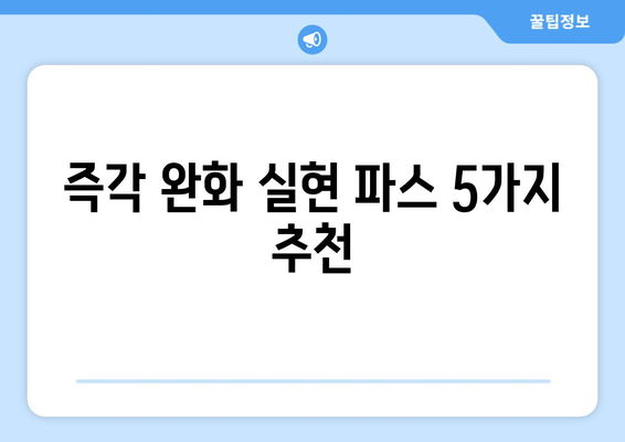 즉각 완화 실현 파스 5가지 추천