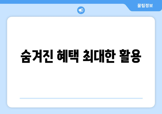 숨겨진 혜택 최대한 활용