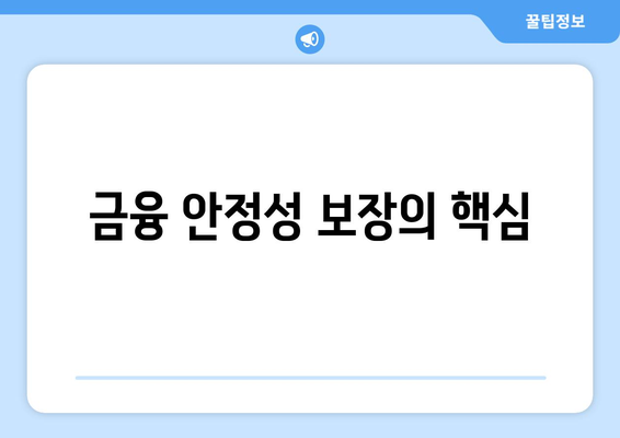 금융 안정성 보장의 핵심