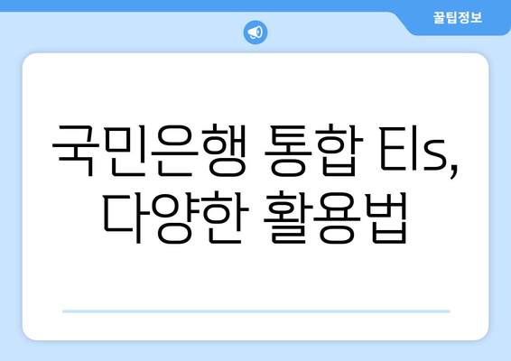 국민은행 통합 Els, 다양한 활용법