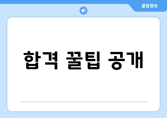 합격 꿀팁 공개