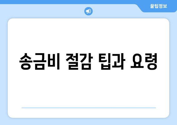 송금비 절감 팁과 요령