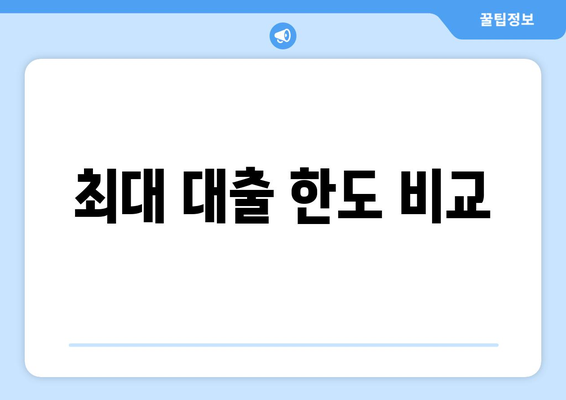 최대 대출 한도 비교