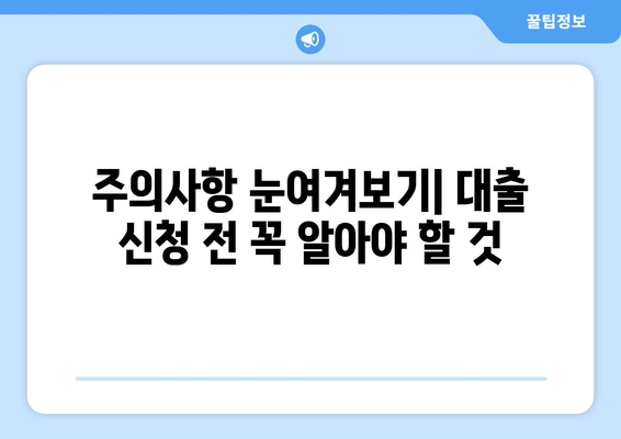 주의사항 눈여겨보기| 대출 신청 전 꼭 알아야 할 것