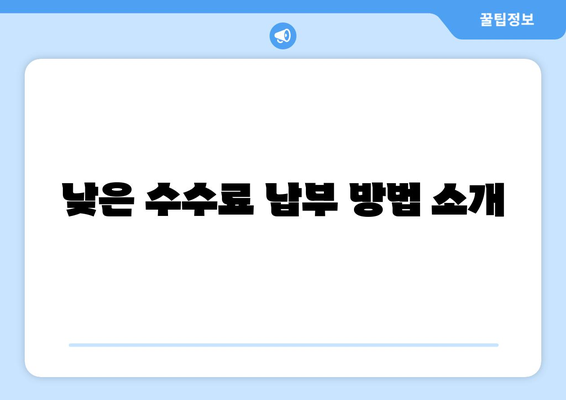 낮은 수수료 납부 방법 소개