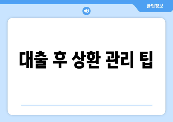 대출 후 상환 관리 팁