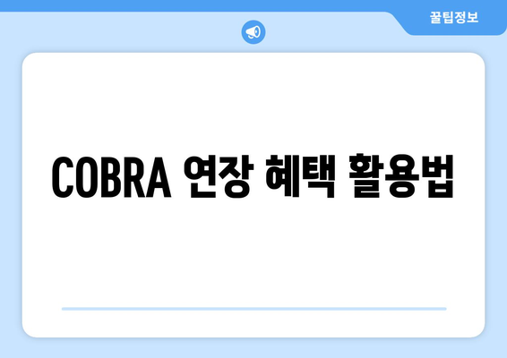 COBRA 연장 혜택 활용법