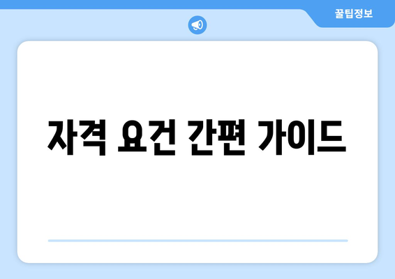 자격 요건 간편 가이드