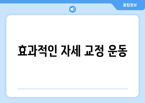 효과적인 자세 교정 운동