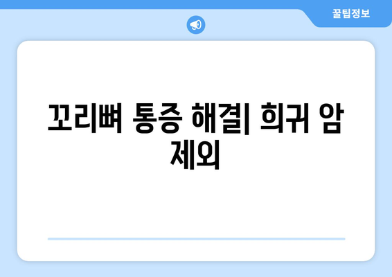 꼬리뼈 통증 해결| 희귀 암 제외