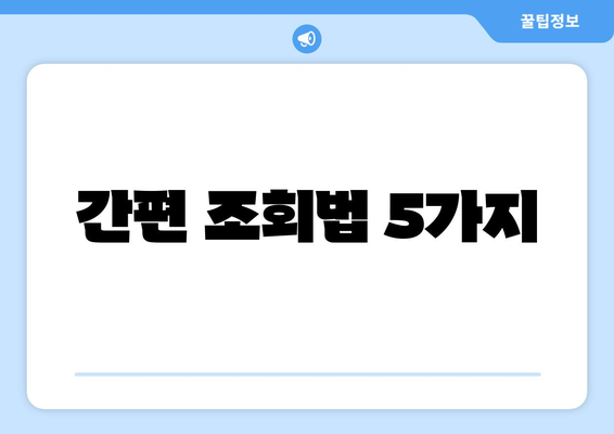 간편 조회법 5가지