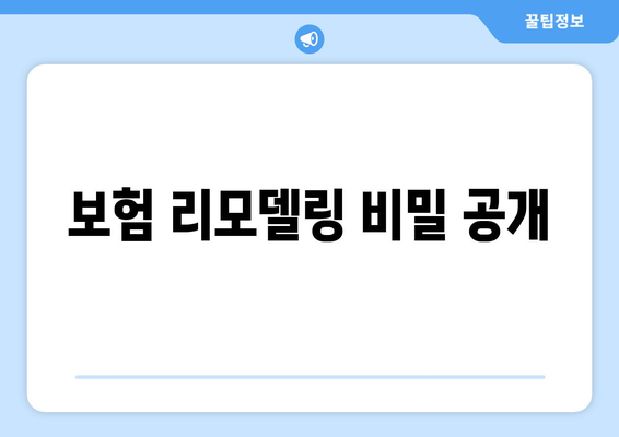 보험 리모델링 비밀 공개
