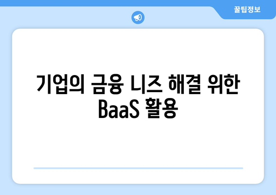 기업의 금융 니즈 해결 위한 BaaS 활용