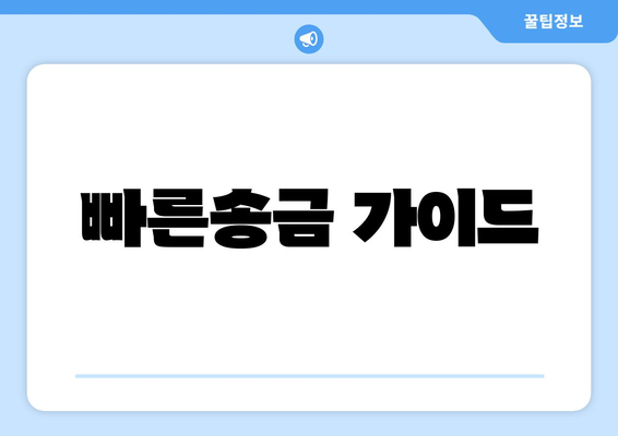 빠른송금 가이드