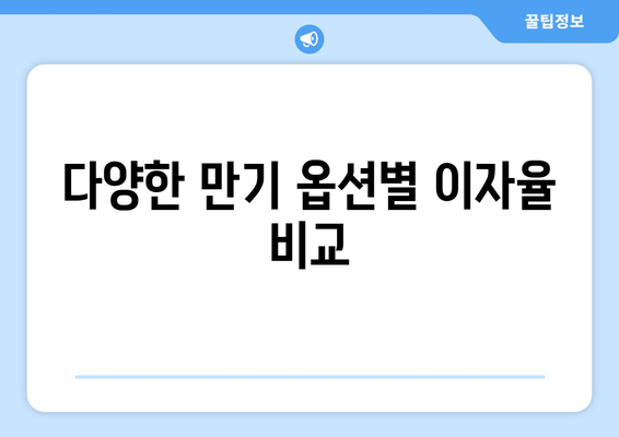 다양한 만기 옵션별 이자율 비교