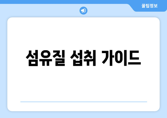 섬유질 섭취 가이드