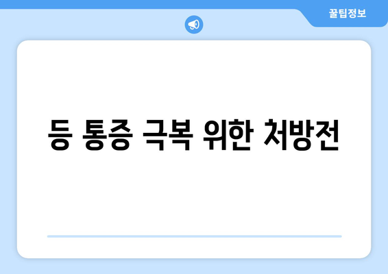 등 통증 극복 위한 처방전