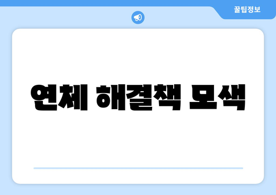 연체 해결책 모색