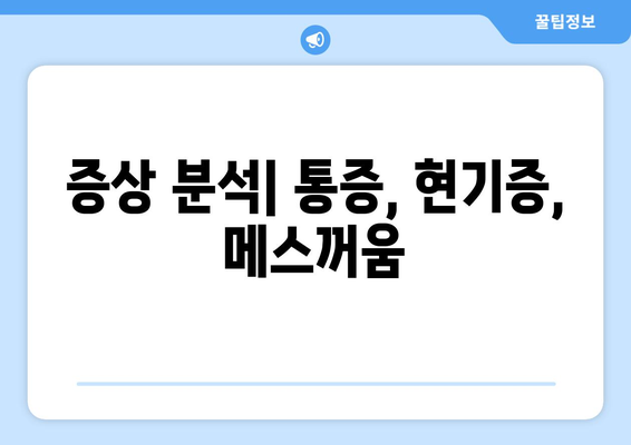 증상 분석| 통증, 현기증, 메스꺼움