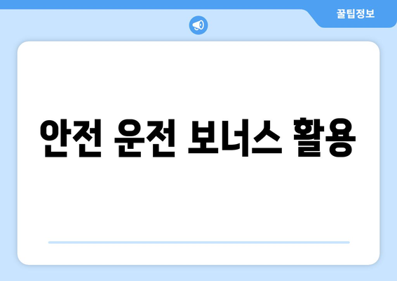 안전 운전 보너스 활용