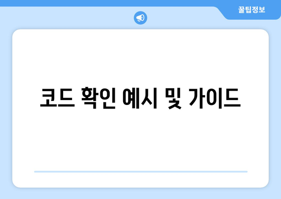 코드 확인 예시 및 가이드