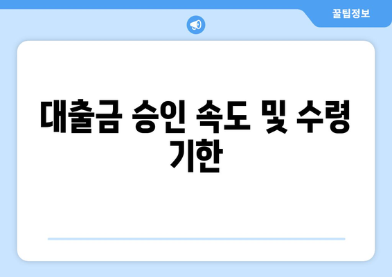 대출금 승인 속도 및 수령 기한