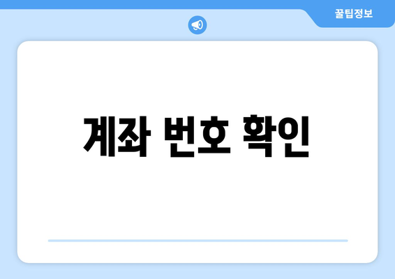 계좌 번호 확인