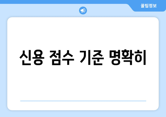 신용 점수 기준 명확히