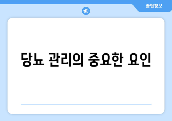 당뇨 관리의 중요한 요인