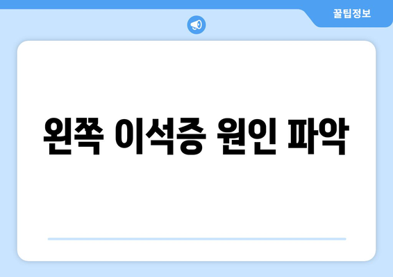 왼쪽 이석증 원인 파악