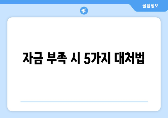 자금 부족 시 5가지 대처법