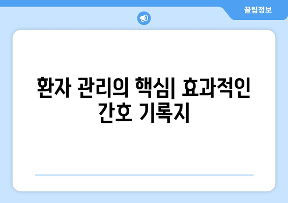 환자 관리의 핵심| 효과적인 간호 기록지