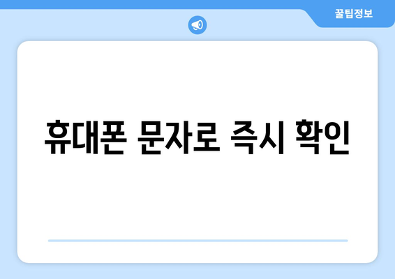 휴대폰 문자로 즉시 확인