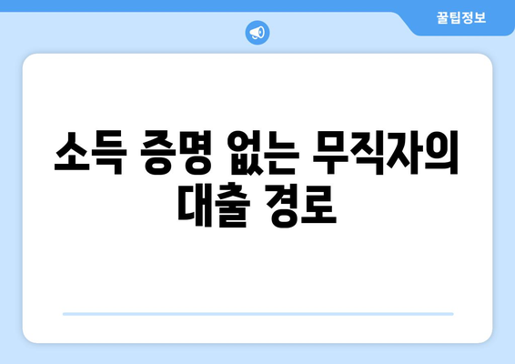 소득 증명 없는 무직자의 대출 경로