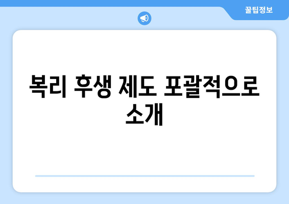 복리 후생 제도 포괄적으로 소개