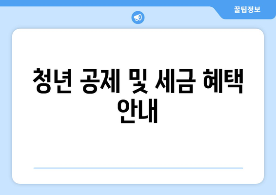청년 공제 및 세금 혜택 안내