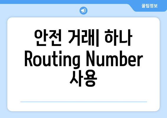 안전 거래| 하나 Routing Number 사용