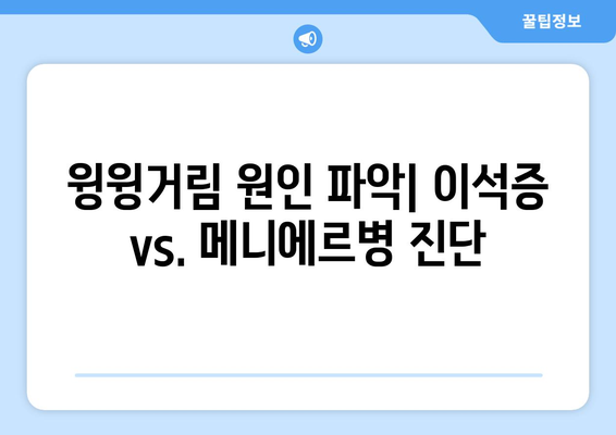 윙윙거림 원인 파악| 이석증 vs. 메니에르병 진단
