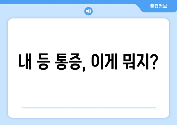 내 등 통증, 이게 뭐지?