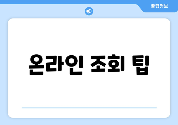 온라인 조회 팁