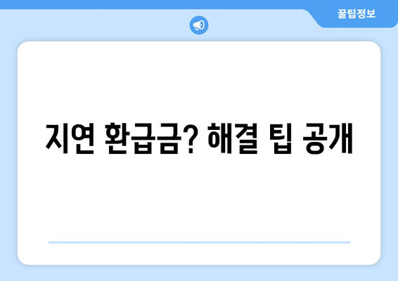 지연 환급금? 해결 팁 공개