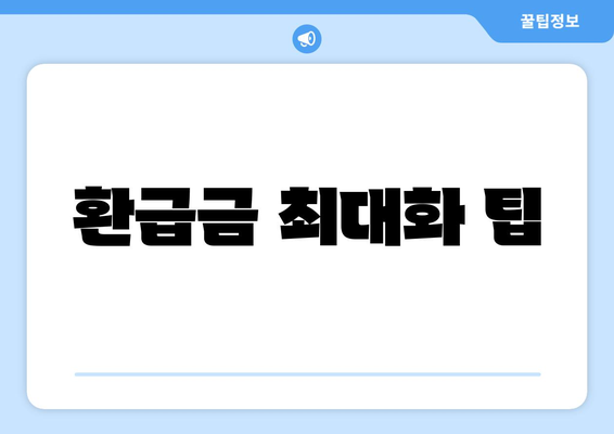 환급금 최대화 팁