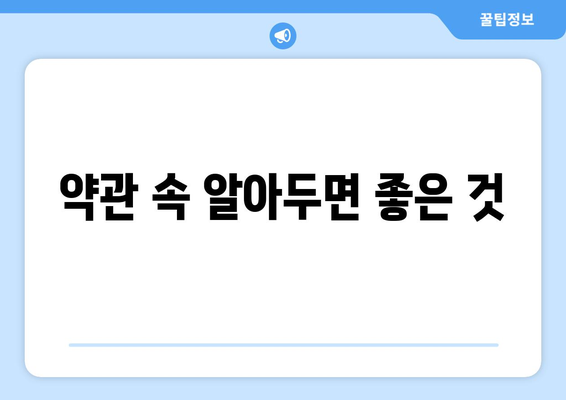 약관 속 알아두면 좋은 것