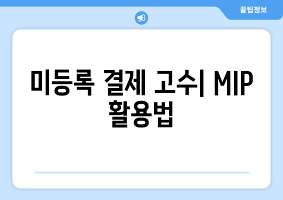 미등록 결제 고수| MIP 활용법