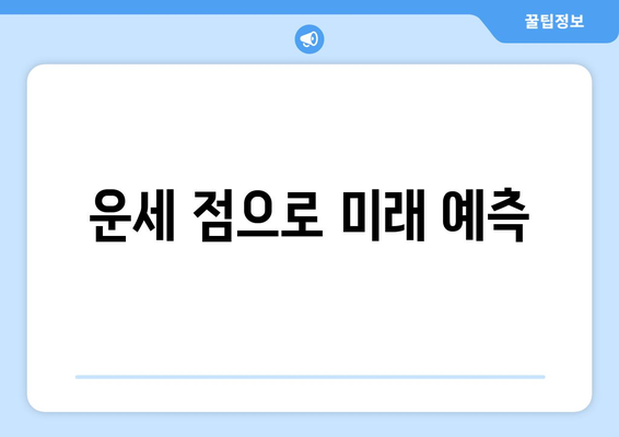 운세 점으로 미래 예측