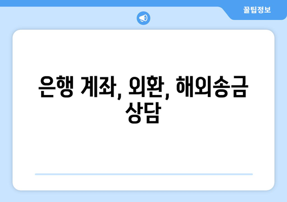 은행 계좌, 외환, 해외송금 상담