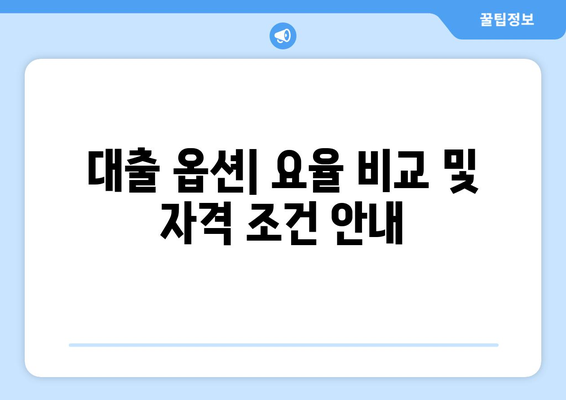 대출 옵션| 요율 비교 및 자격 조건 안내