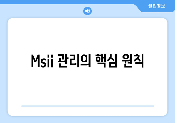 Msii 관리의 핵심 원칙